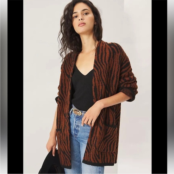 Maeve by Anthropologie Knit Cardigan Menagerie size L animal Zebra - Picture 1 of 6
